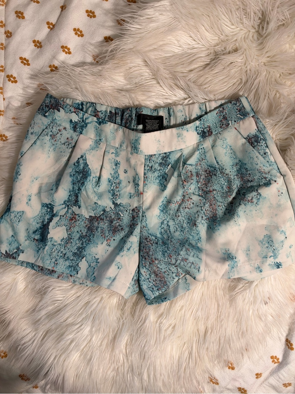 Mossimo Supply Co. Teal and White Marble High-Waist Shorts